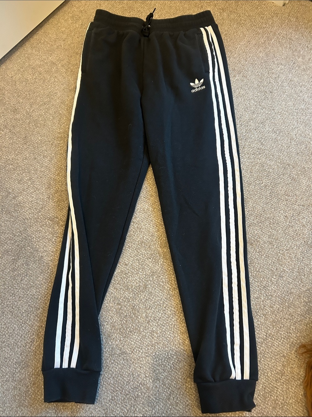 adidas Black Joggers kids xl  with White Three-Stripe Detail